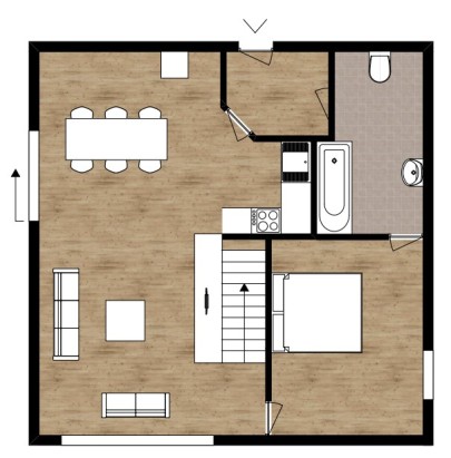 6 persoon bungalow - begane grond
